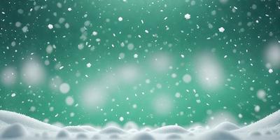 The primary subject of the image is a snowy scene with a green background. The visual style appears to be a photo of a snowy environment, possibly with a digital or illustrative touch. The colors and mood of the image are predominantly white and cold, with the snow creating a serene and peaceful atmosphere.